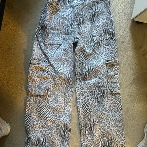 Stylish Zebra Print Cargo Pants
